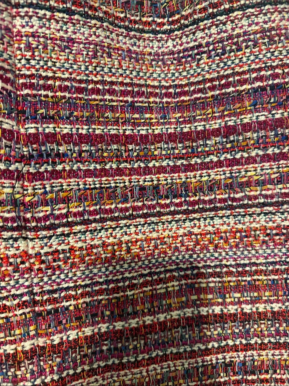 Halogen Pink and Red Multi-Textured Tweed Faux Wrap Mini Skirt with Side Ties - Picture 6 of 10